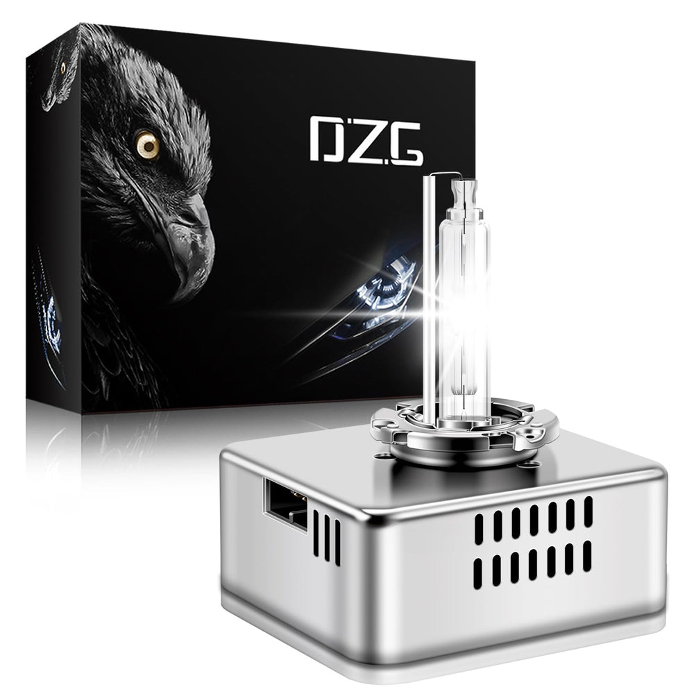DZG D5S bulb front view showing retail packaging and quick fit benefits