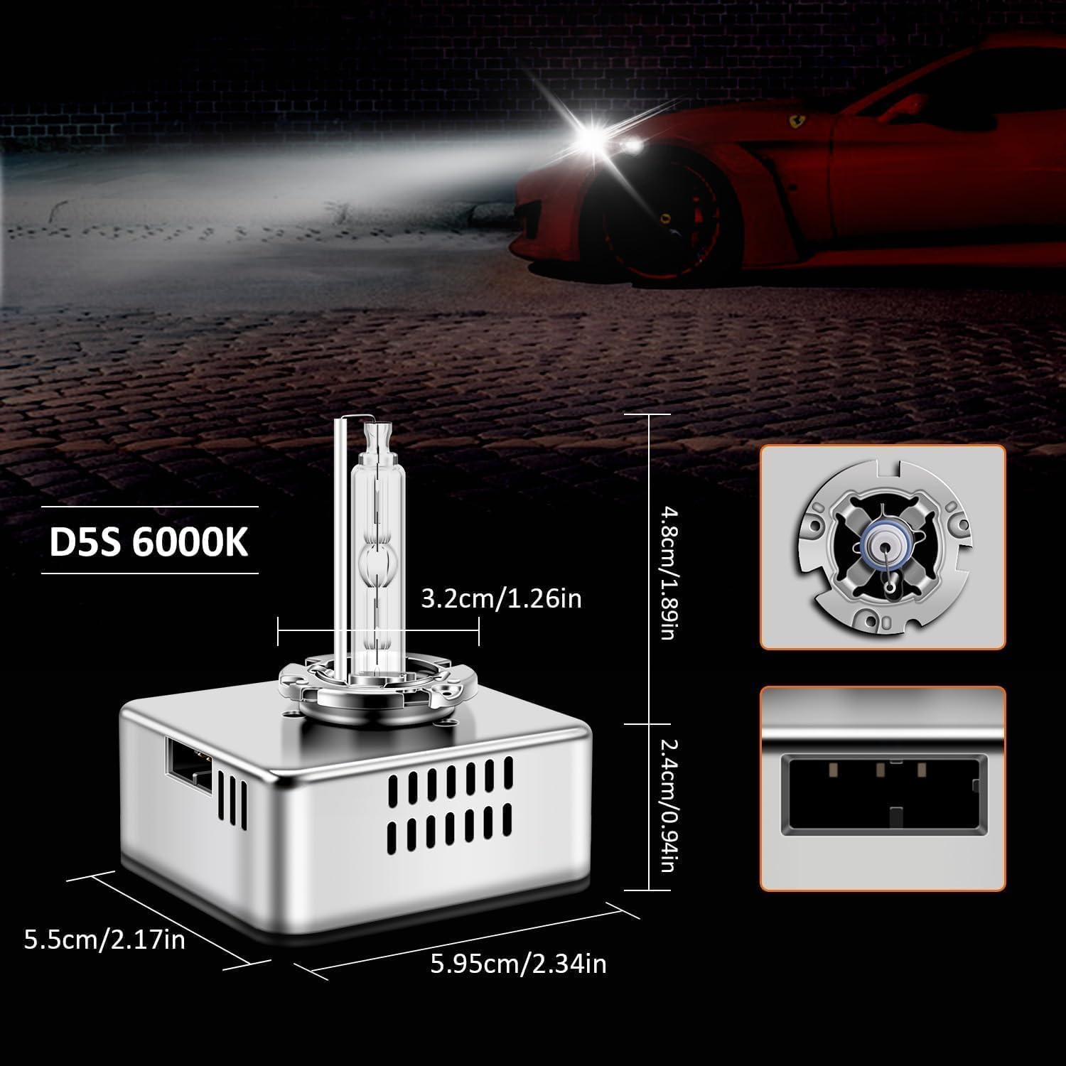 DZG D5S headlights on a Silverado during night driving showing improved visibility