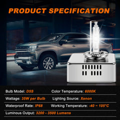 DZG D5S bulb installed in a Silverado headlight demonstrating direct fit