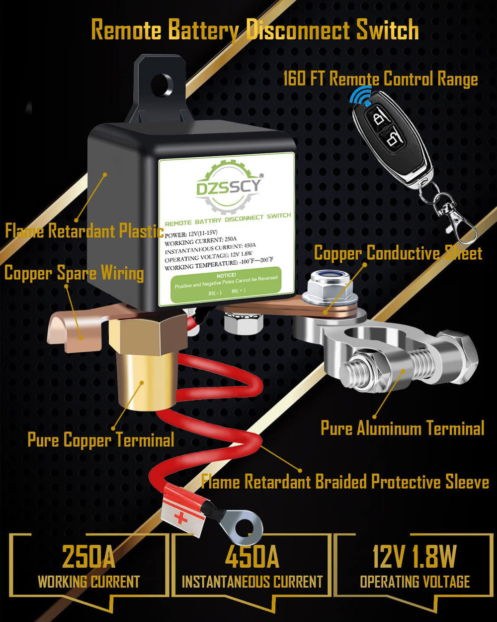 DZSSCY installed on vehicle battery demonstrating secure negative terminal isolation