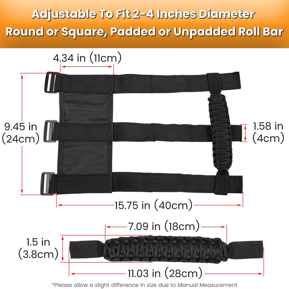 E-cowlboy handle beside measuring tape showing fit for 2–4 inch bars