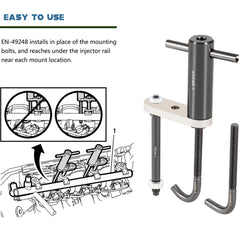 E-cowlboy EN-49248 positioned under fuel rail demonstrating damage-free removal