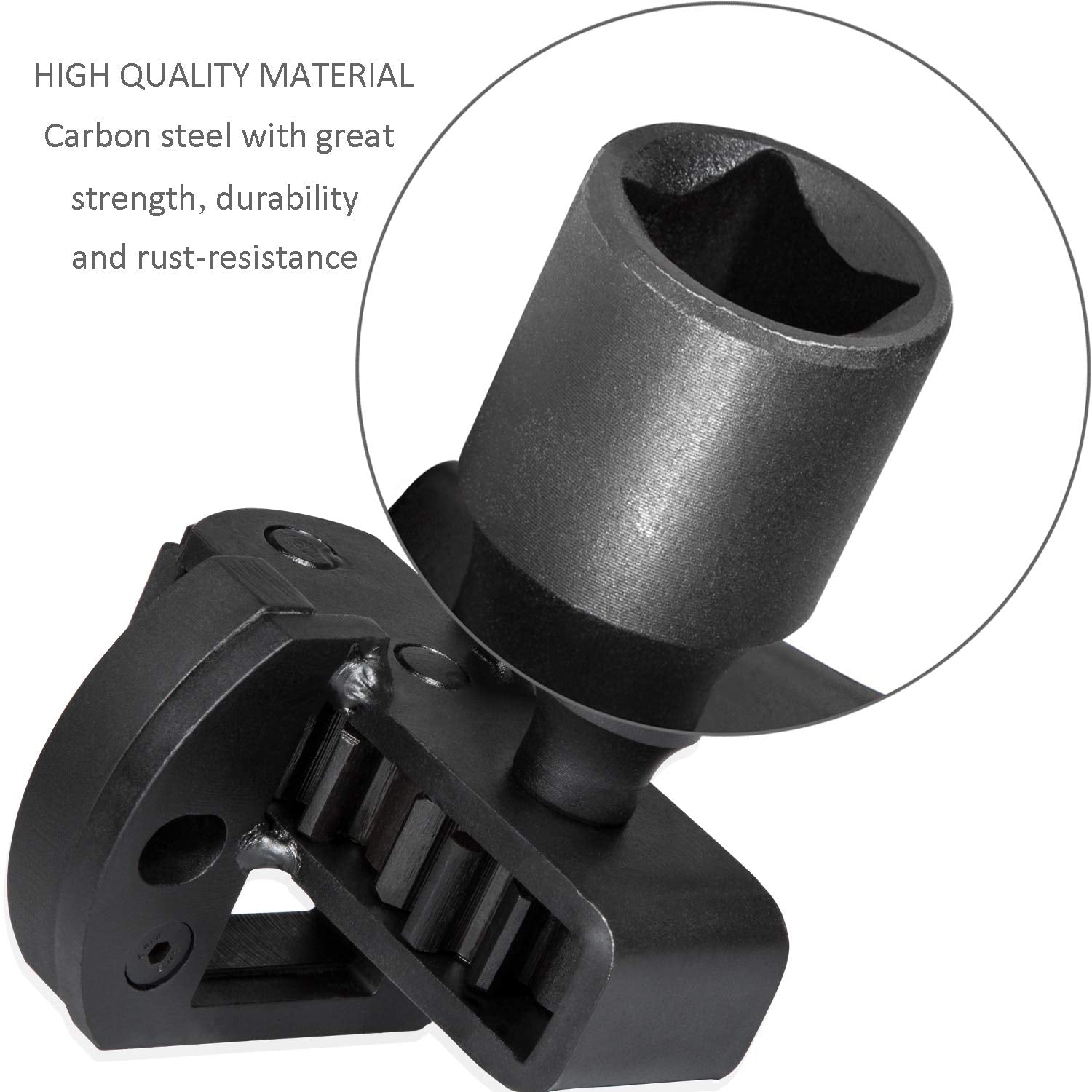 E-cowlboy detail of tool engaging flywheel teeth for secure rotation