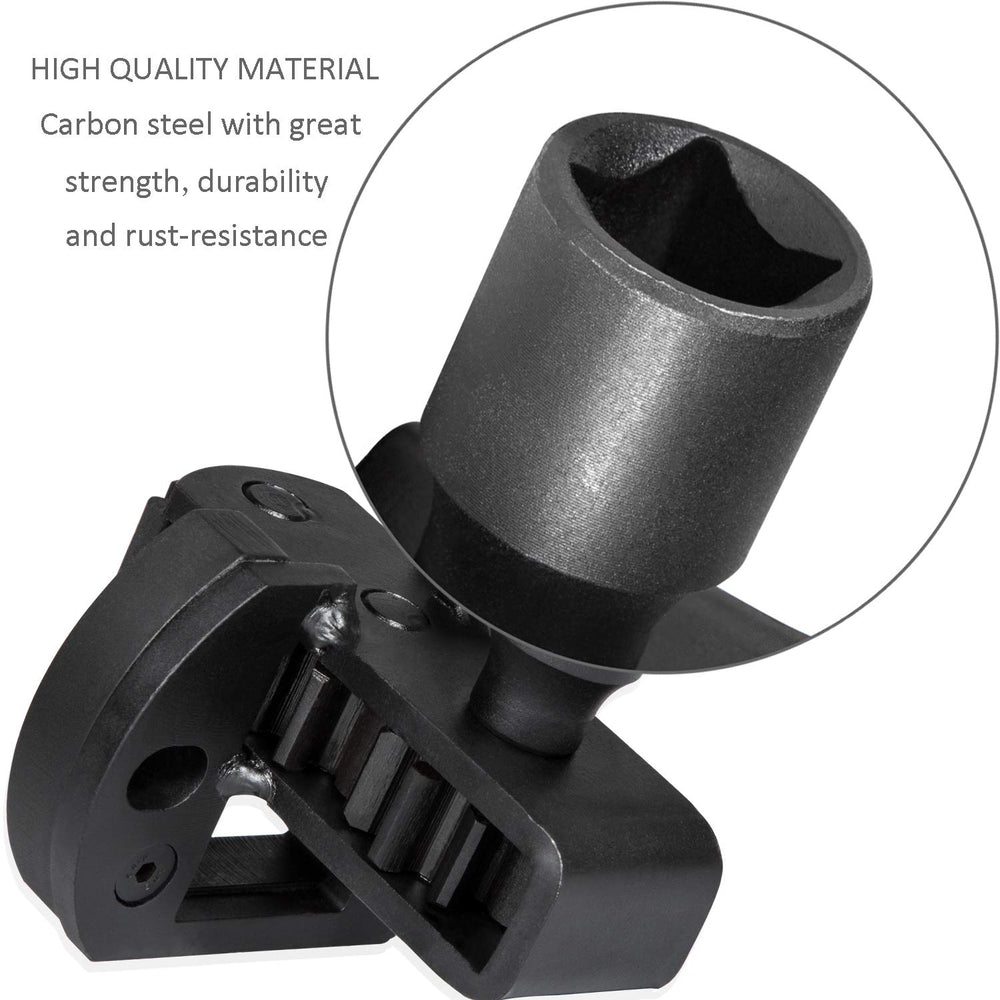 E-cowlboy detail of tool engaging flywheel teeth for secure rotation