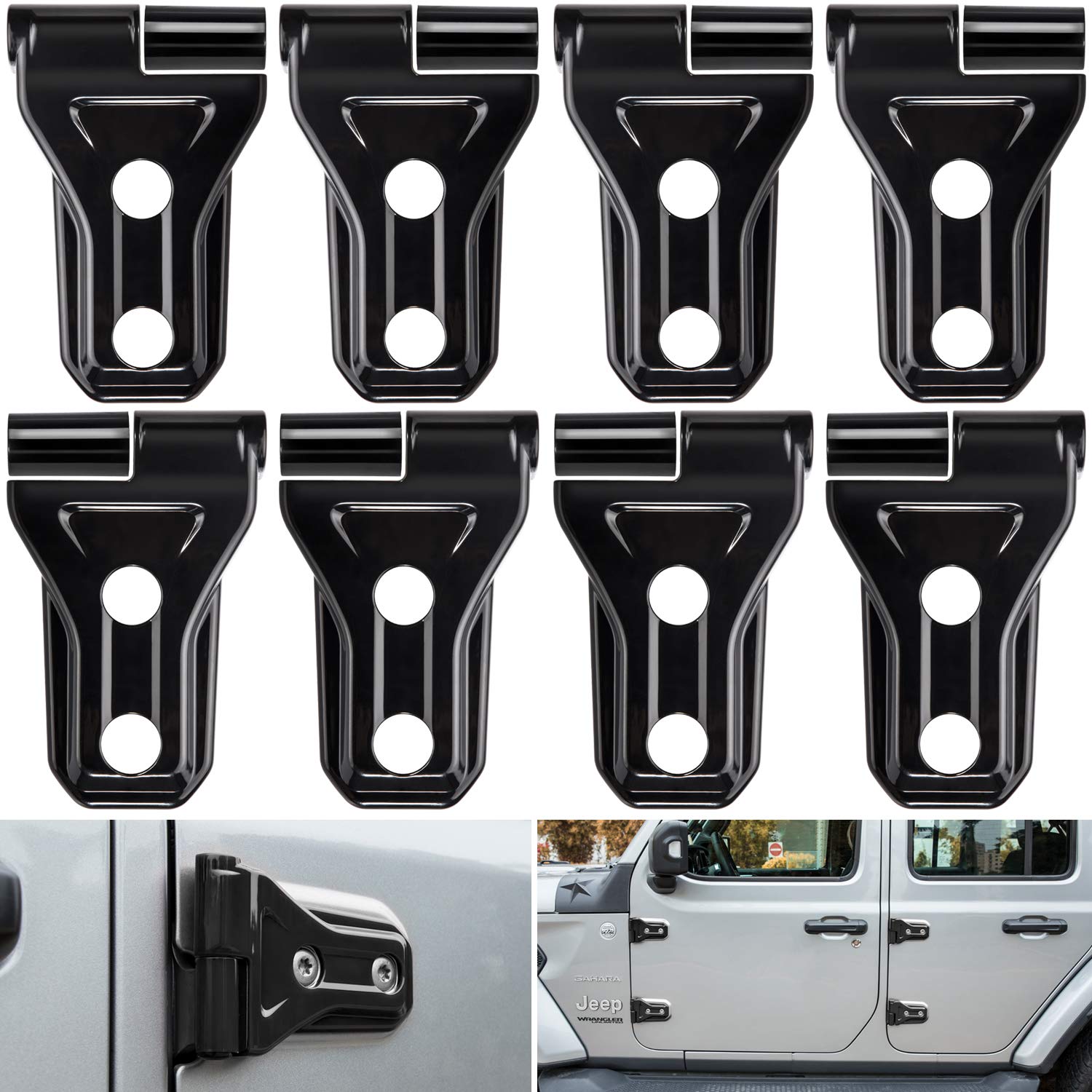 E-cowlboy front packaging showing 8 black hinge covers and benefits of protection