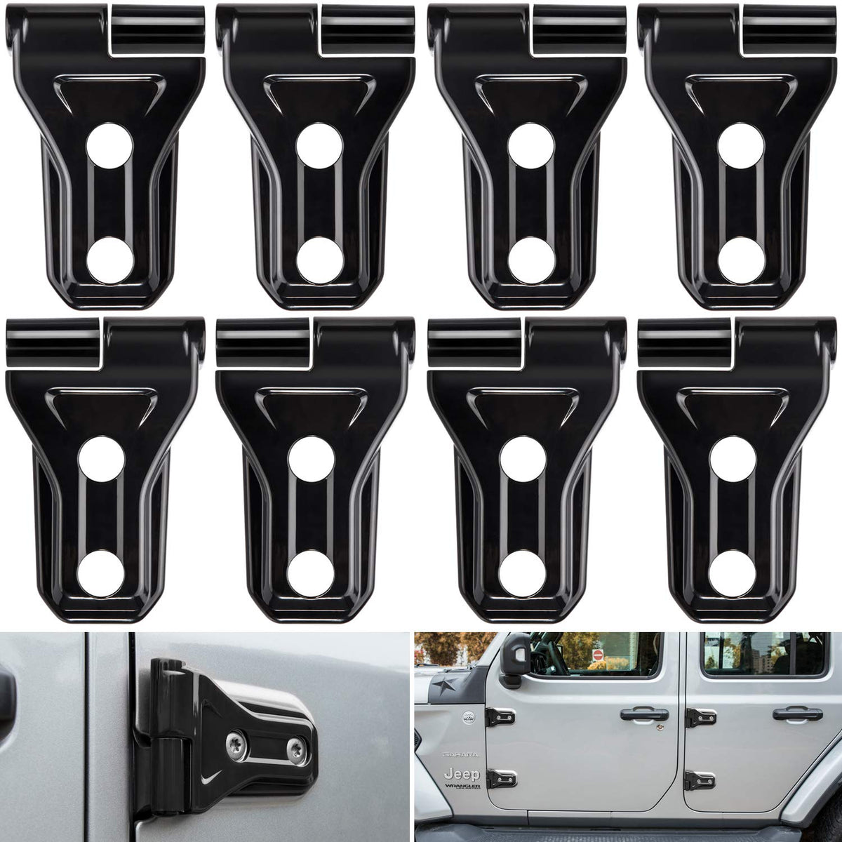 E-cowlboy front packaging showing 8 black hinge covers and benefits of protection