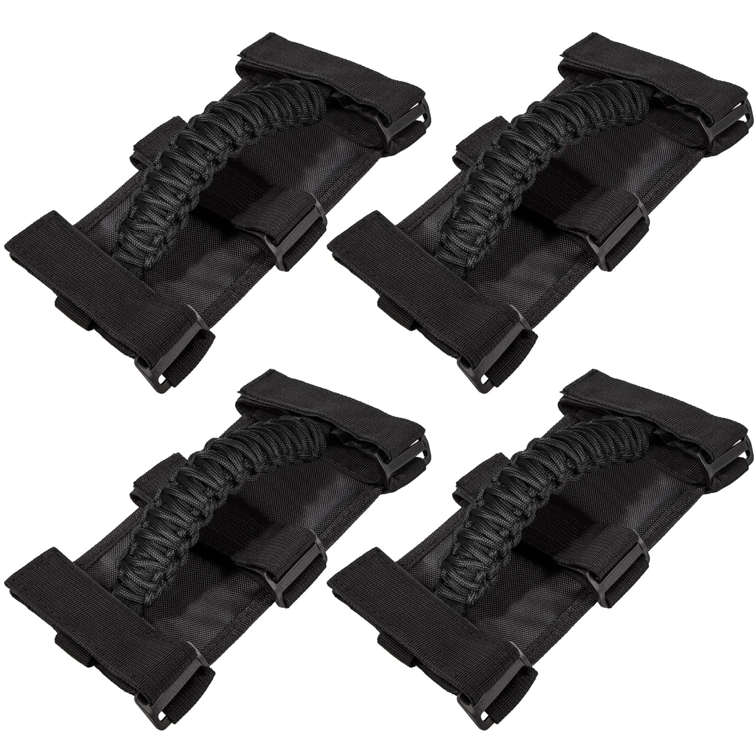 E-cowlboy front view of four black grab handles showing compact storage benefit