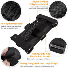 E-cowlboy handle mounted on Jeep roll bar for safer passenger support