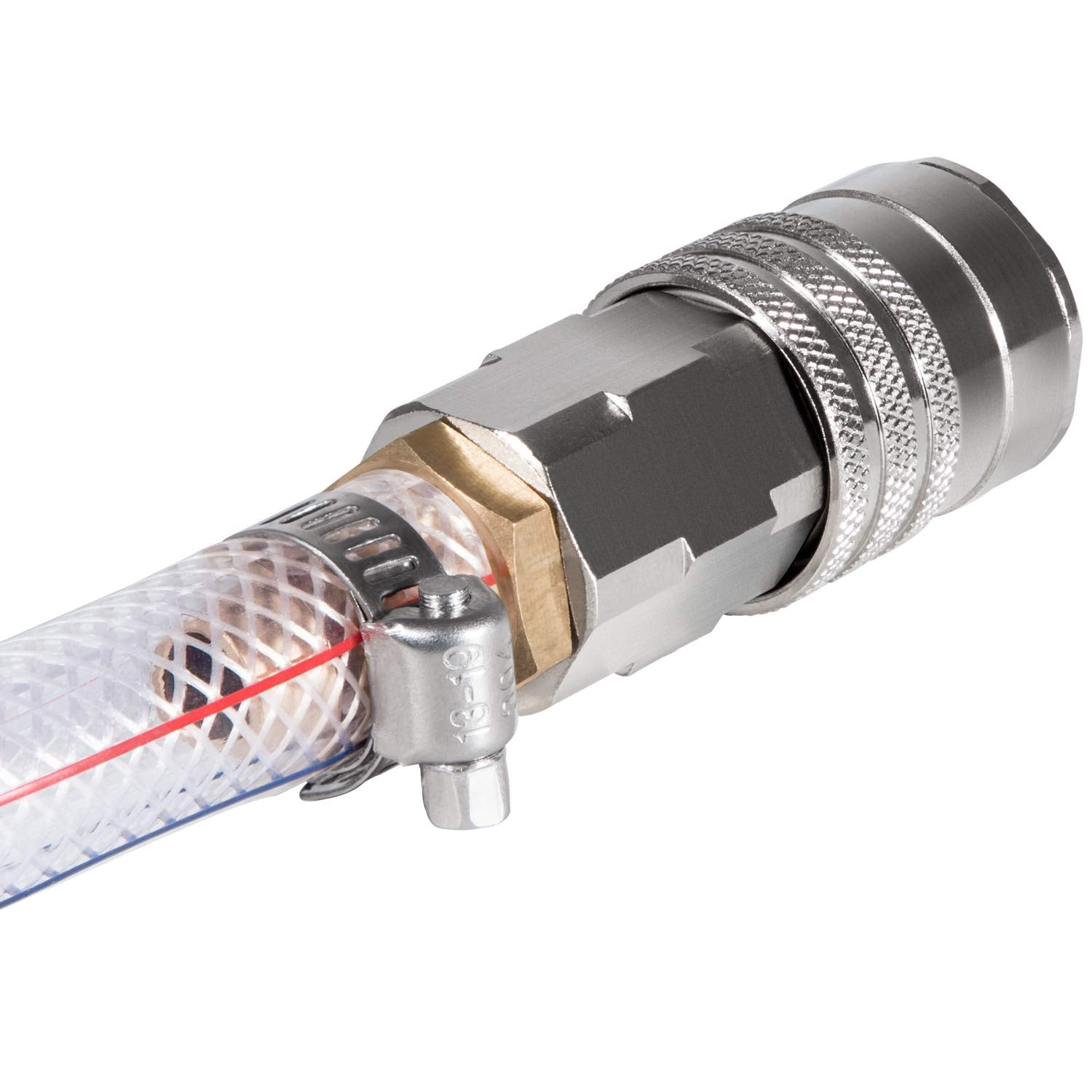 E-cowlboy hose draining coolant into bucket illustrating clean, spill-free service