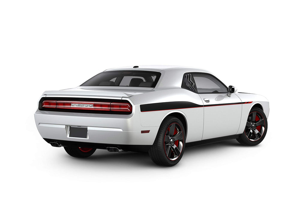 E-cowlboy louvers on Challenger in street setting showing standout look benefit