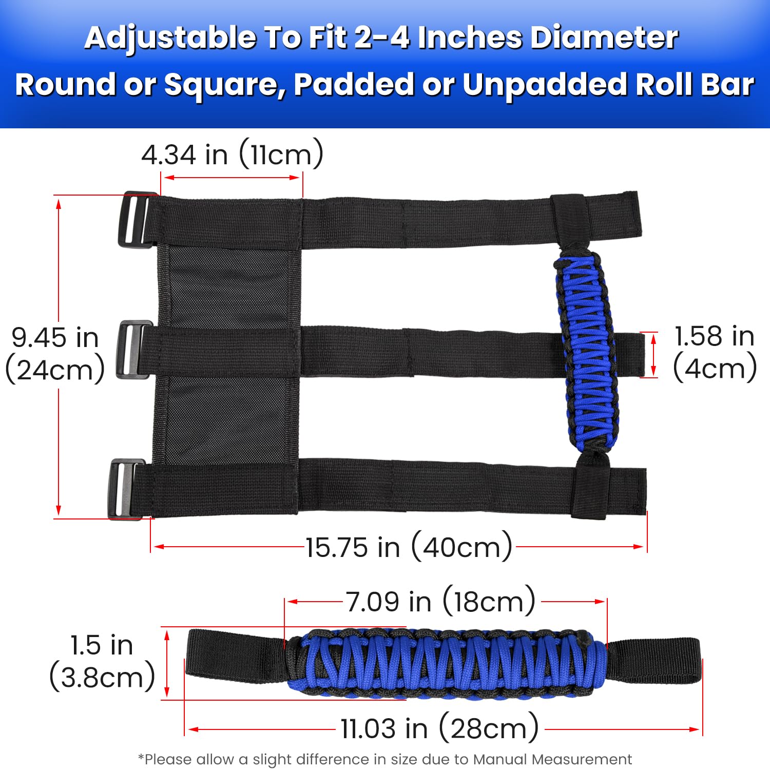 E-cowlboy handle next to ruler showing compact dimensions and fit range