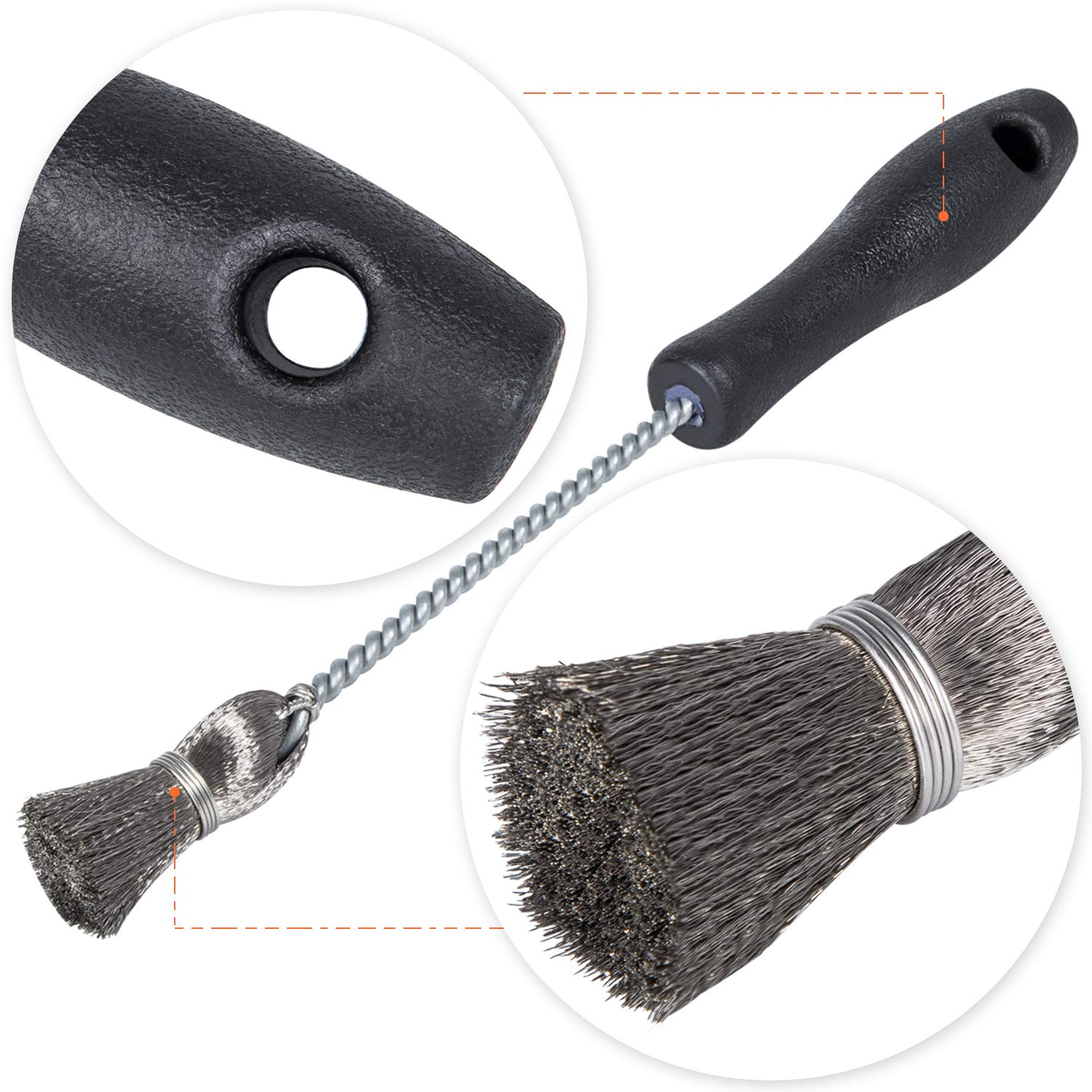 E-cowlboy brushes beside ruler showing compact size and toolbox portability