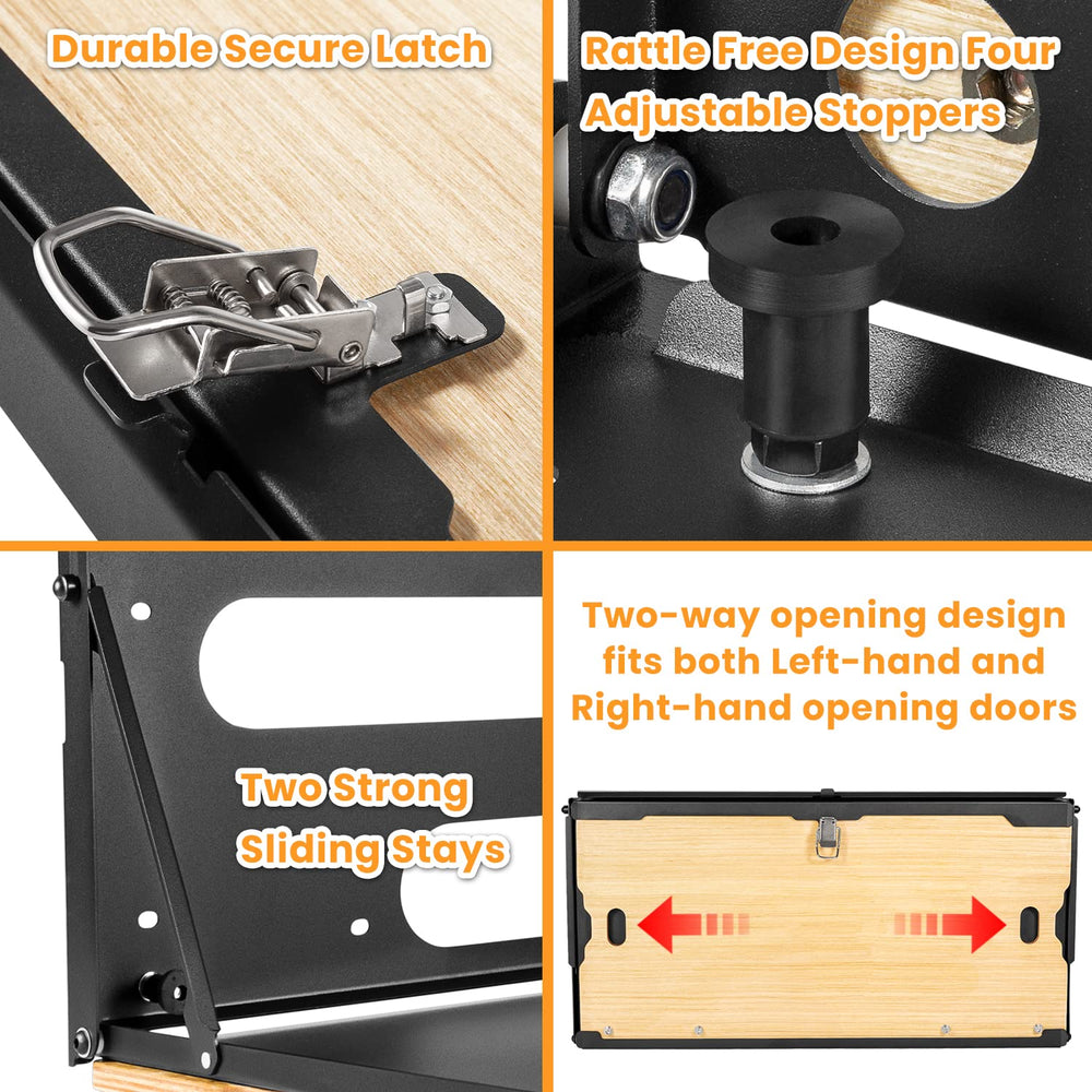 E-cowlboy table mounted on Jeep Wrangler rear door offering instant prep or storage area
