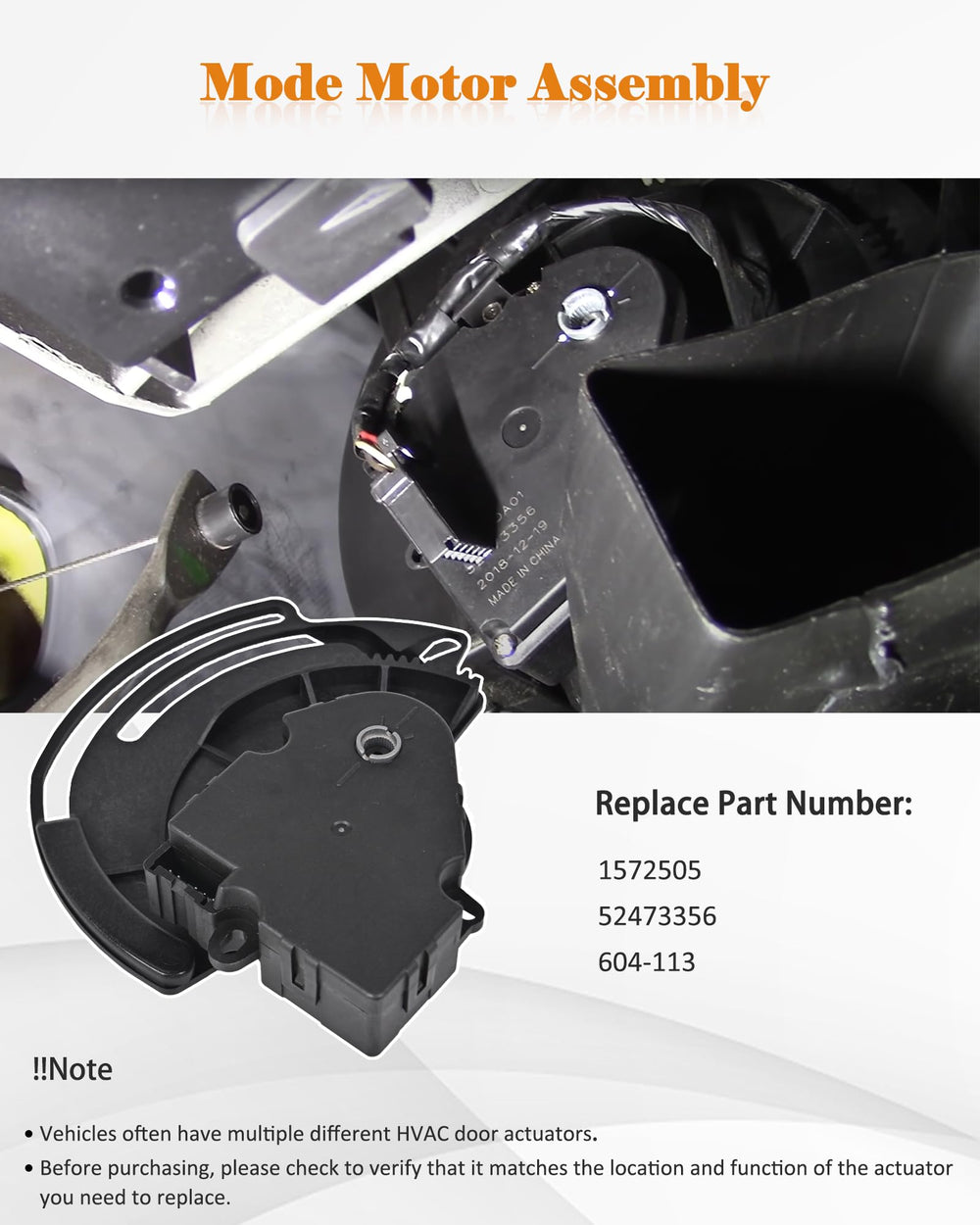 E-Shin actuator mounting hole close-up showing OEM-style alignment