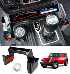 Eamplest front view of console organizer showing tidy compartments and improved storage