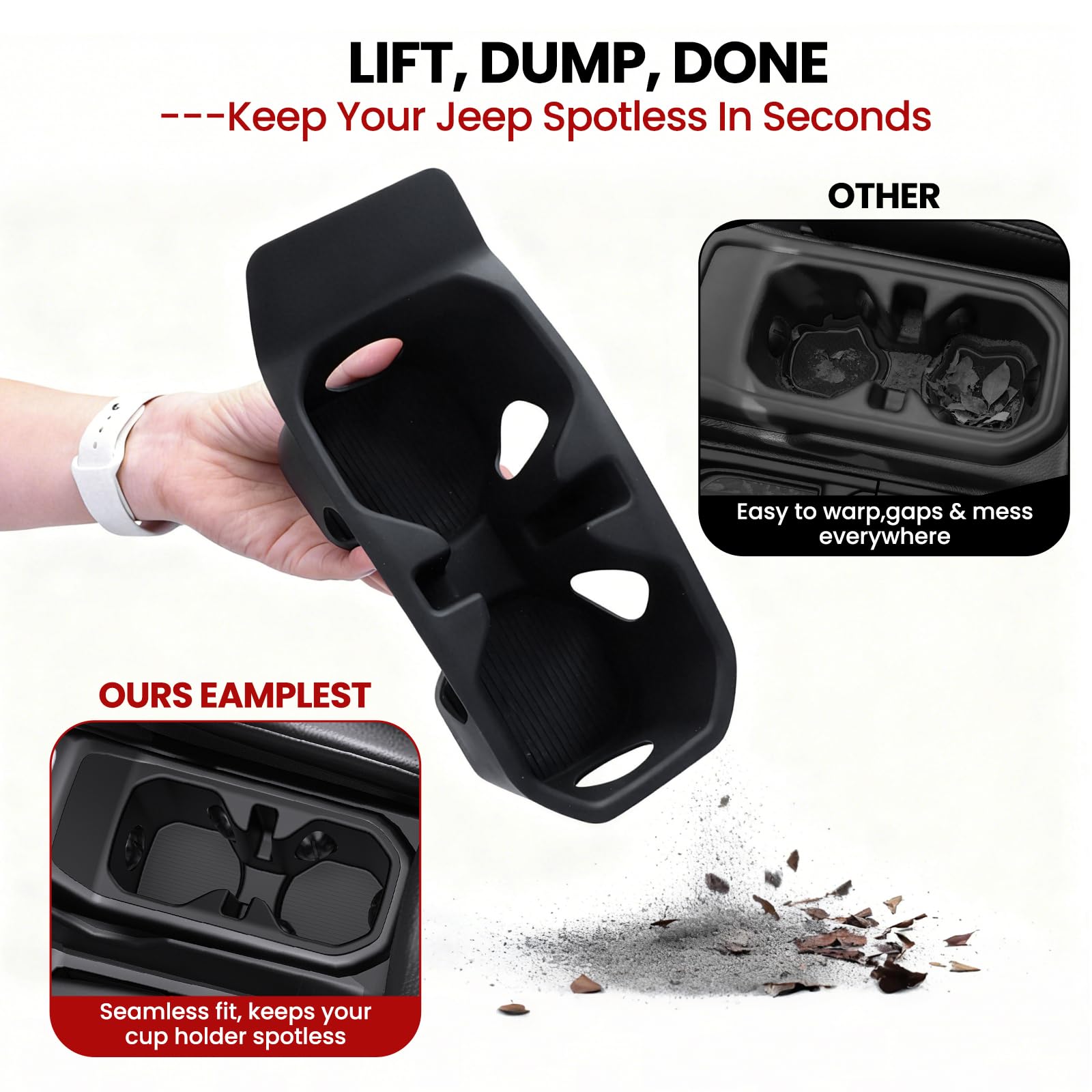 Eamplest packaging and contents showing easy install and dishwasher-safe care
