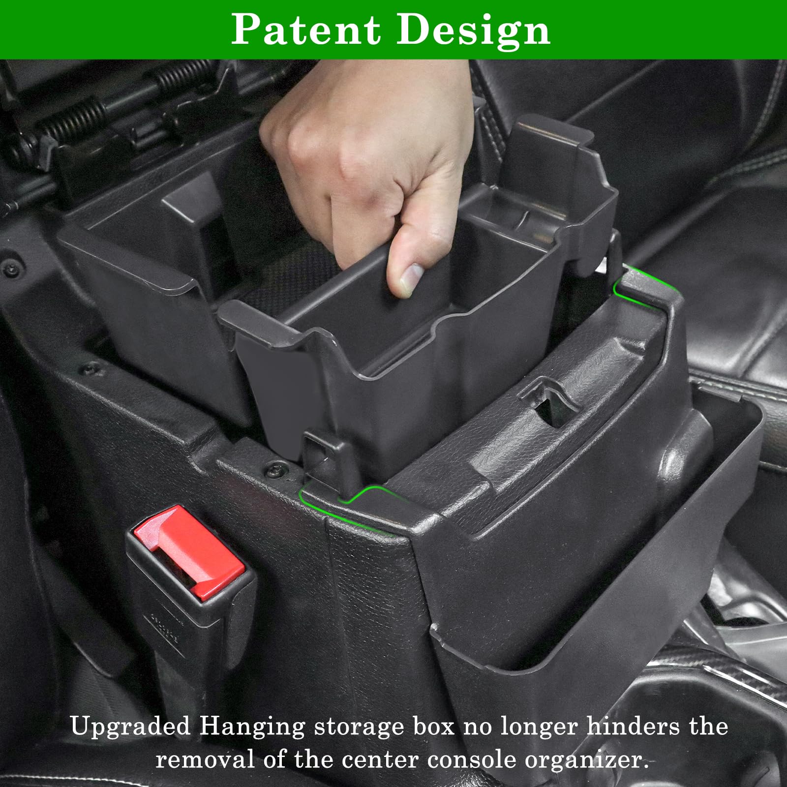 Eamplest top tray holding phone and sunglasses for quick retrieval benefit