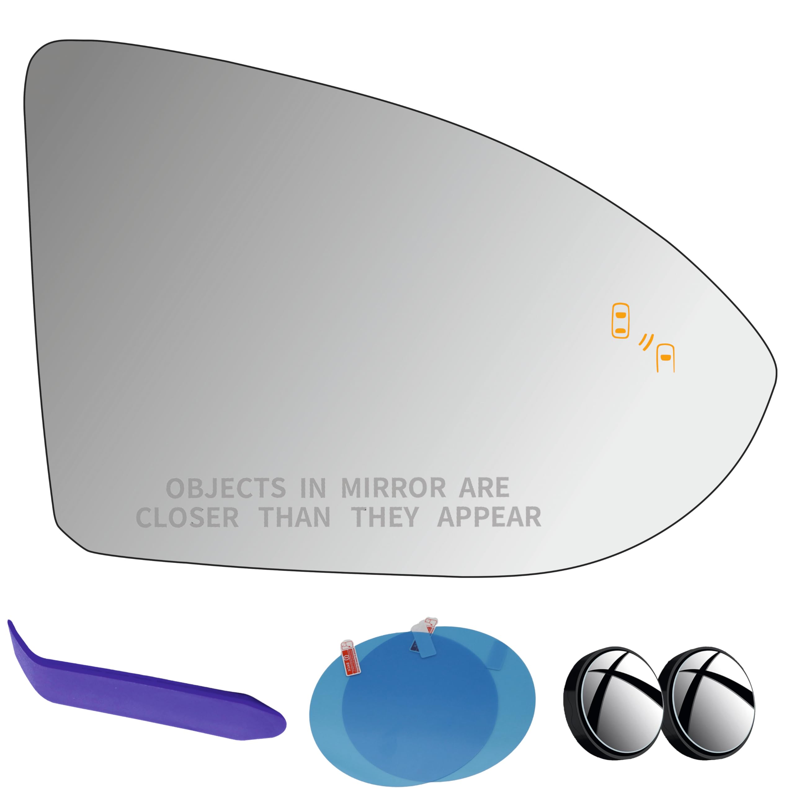 EAP passenger mirror front glass showing right-side convex surface and heating