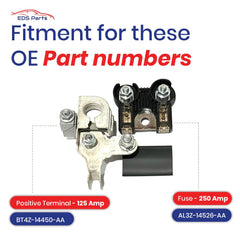 EAPP positive battery terminal close-up highlighting corrosion-free contact and secure clamp benefit