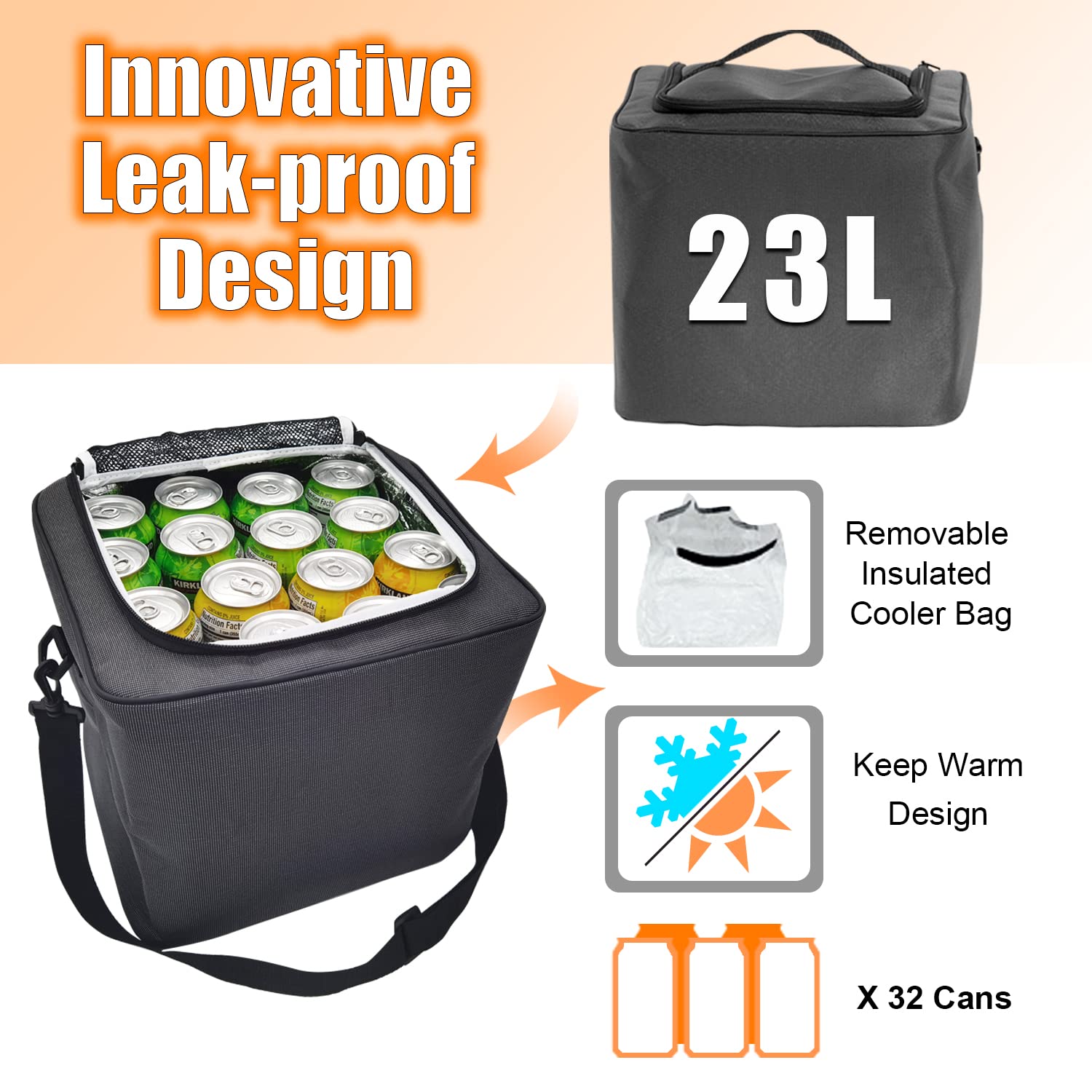 EAROND cooler interior liner unzipped and washable for simple cleaning