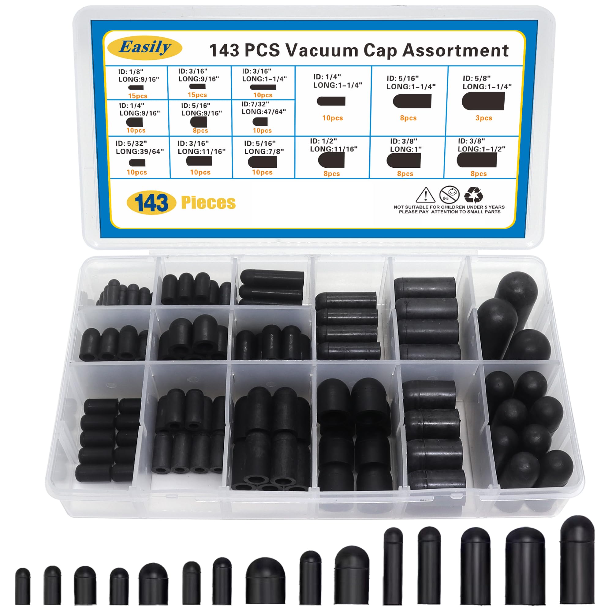 Easily front packaging and organizer showing full kit and quick selection benefit