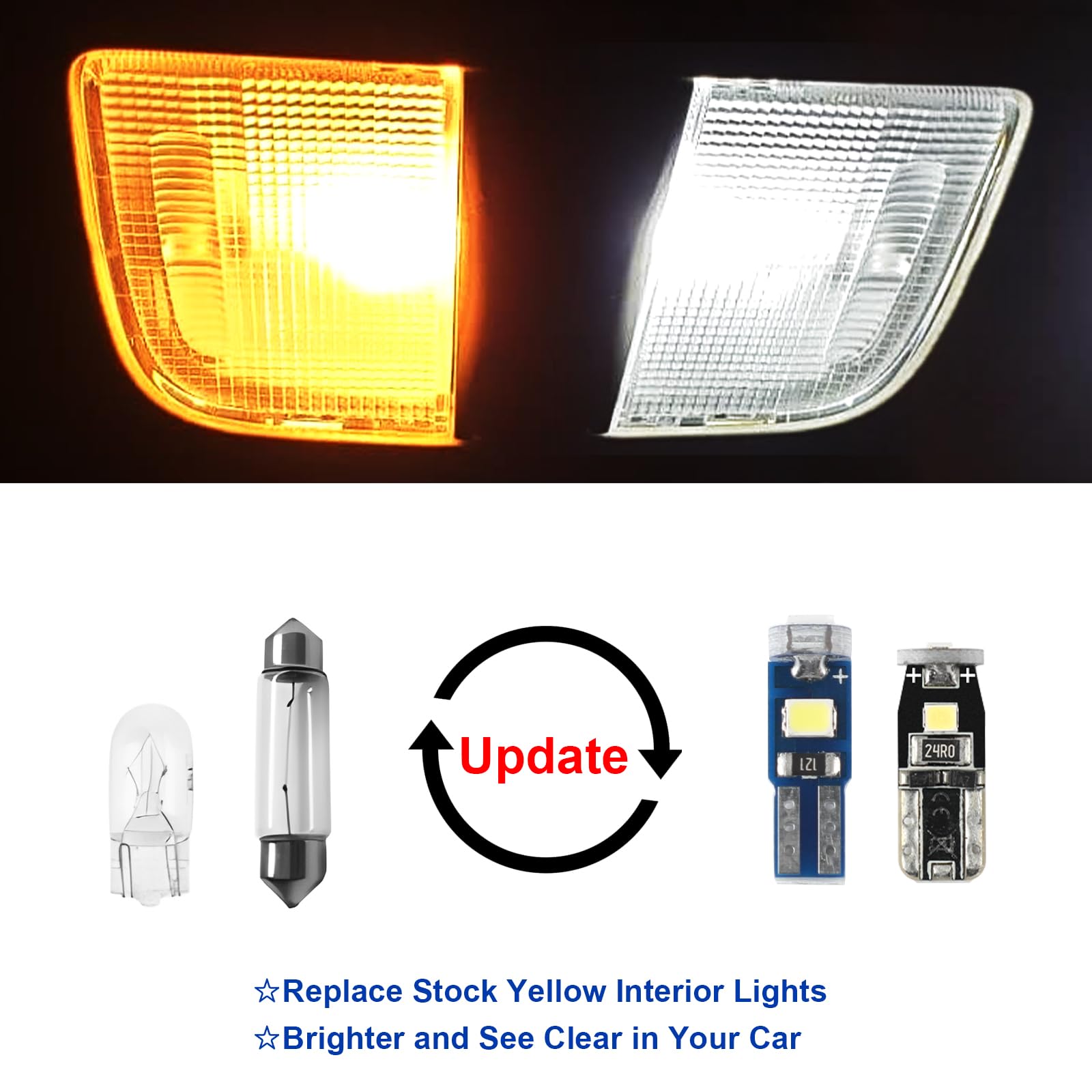EASY EAGLE dome light close-up revealing LED brightness and white color for better cabin visibility