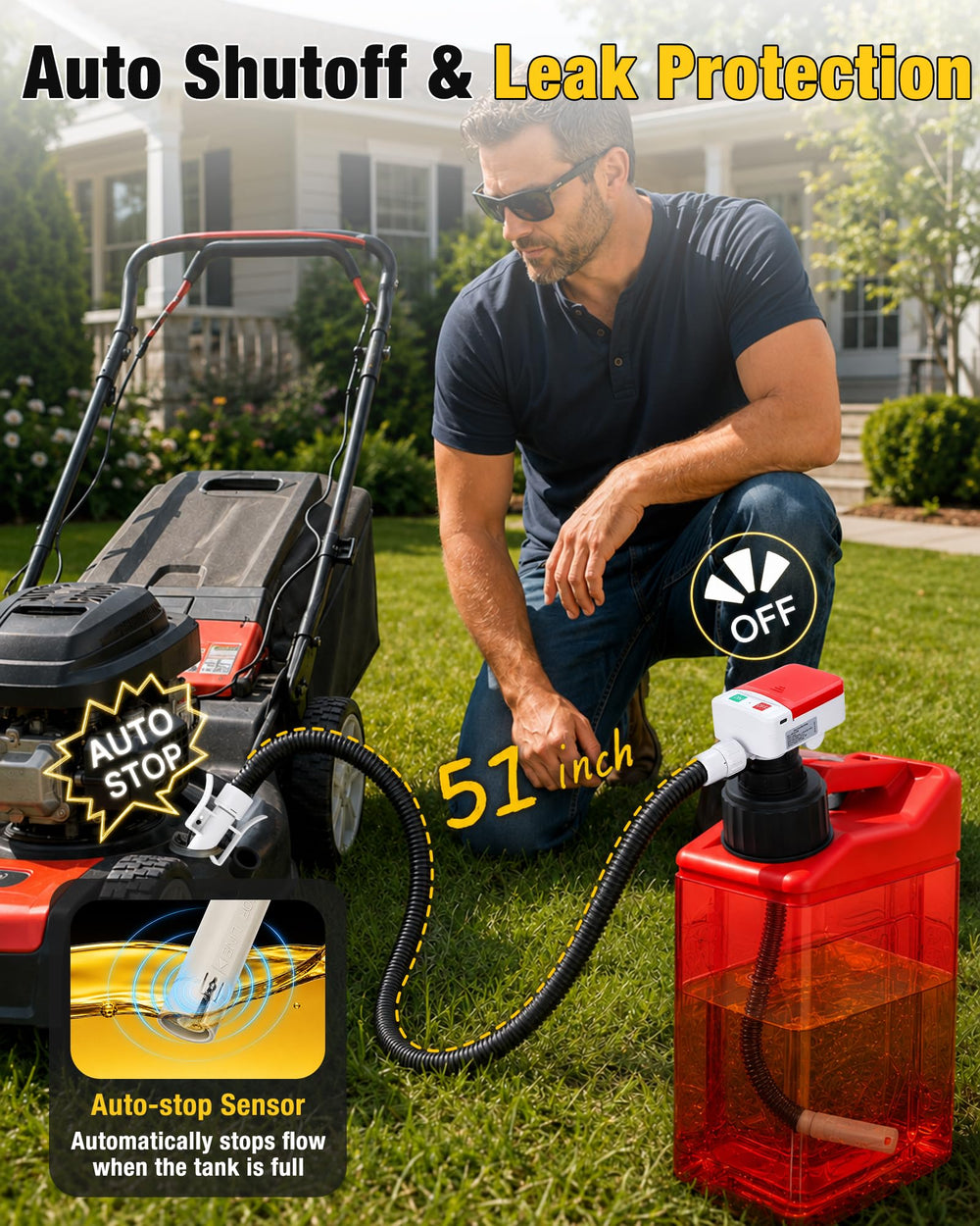 Eazy2hD auto-stop sensor close-up preventing overfill and spills