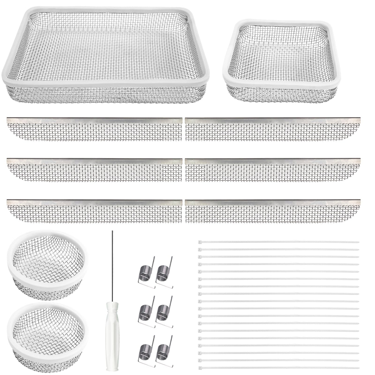 Eazy2hD front layout kit showing all included vent screens and hardware for easy identification and installation.