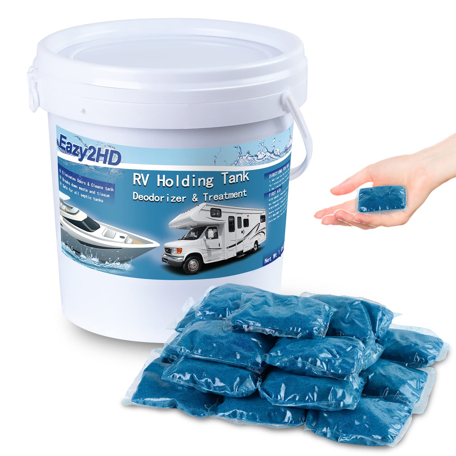 Eazy2hD front packaging showing 50 packets and benefits