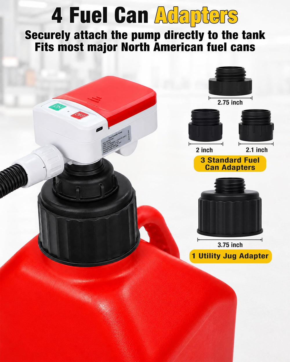 Eazy2hD pump in use transferring fuel into a can fast and spill-reduced