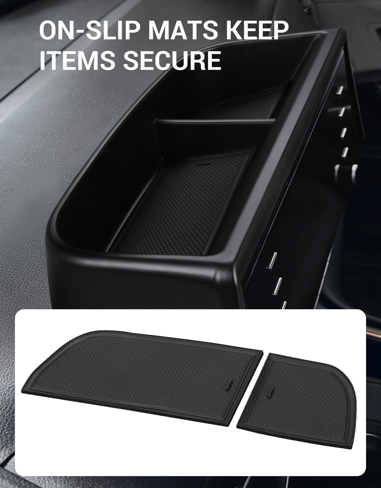 Ecarzo non-slip mat detail keeping items secure while driving benefit