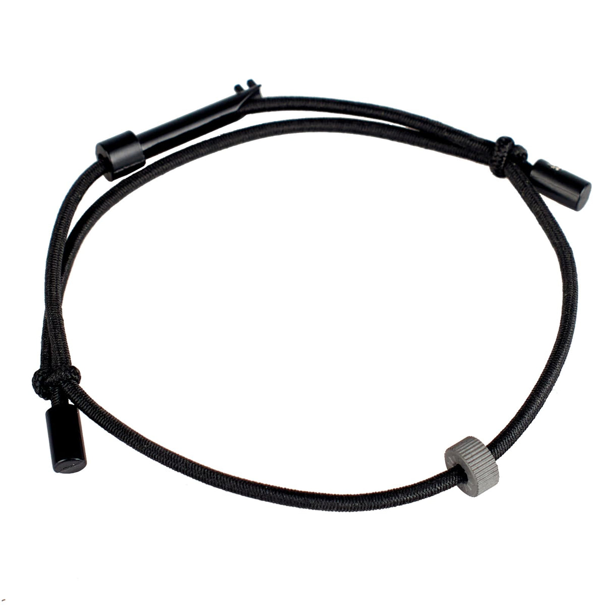 ECBANLI bracelet front view showing band and striker bead for quick access