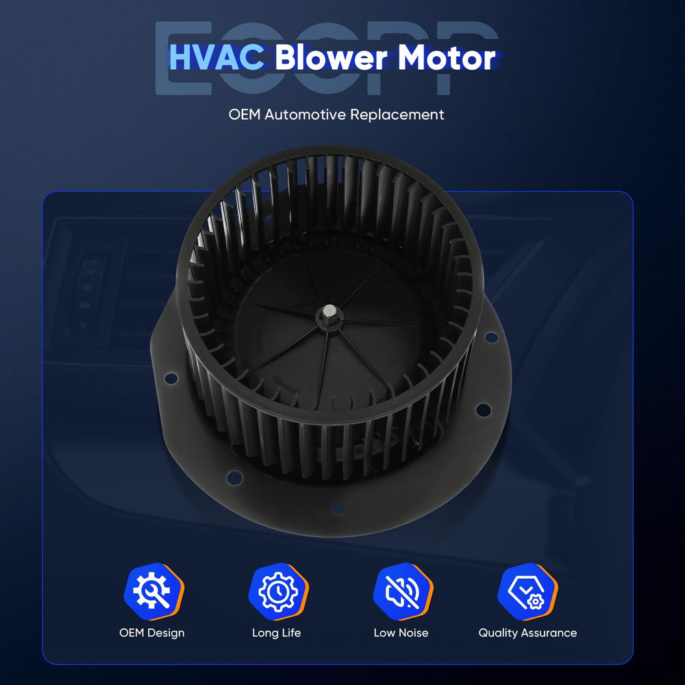 ECCPP blower motor mounted next to hand for size and scale comparison