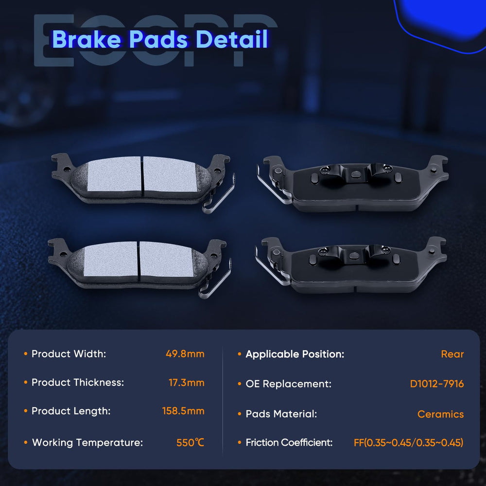ECCPP chamfered pad edge protecting rotors and lowering noise