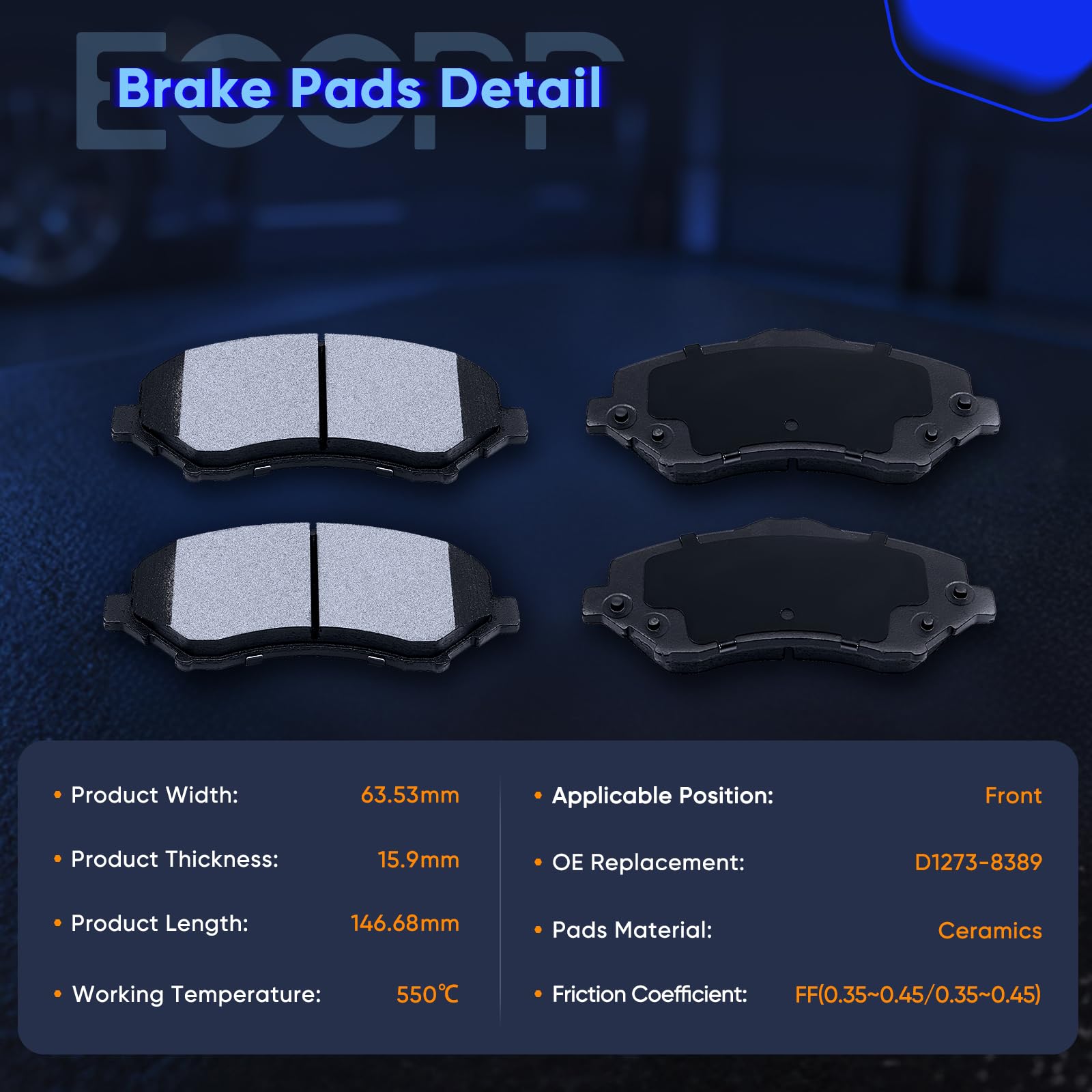 ECCPP pad thickness comparison showing remaining wear life advantage