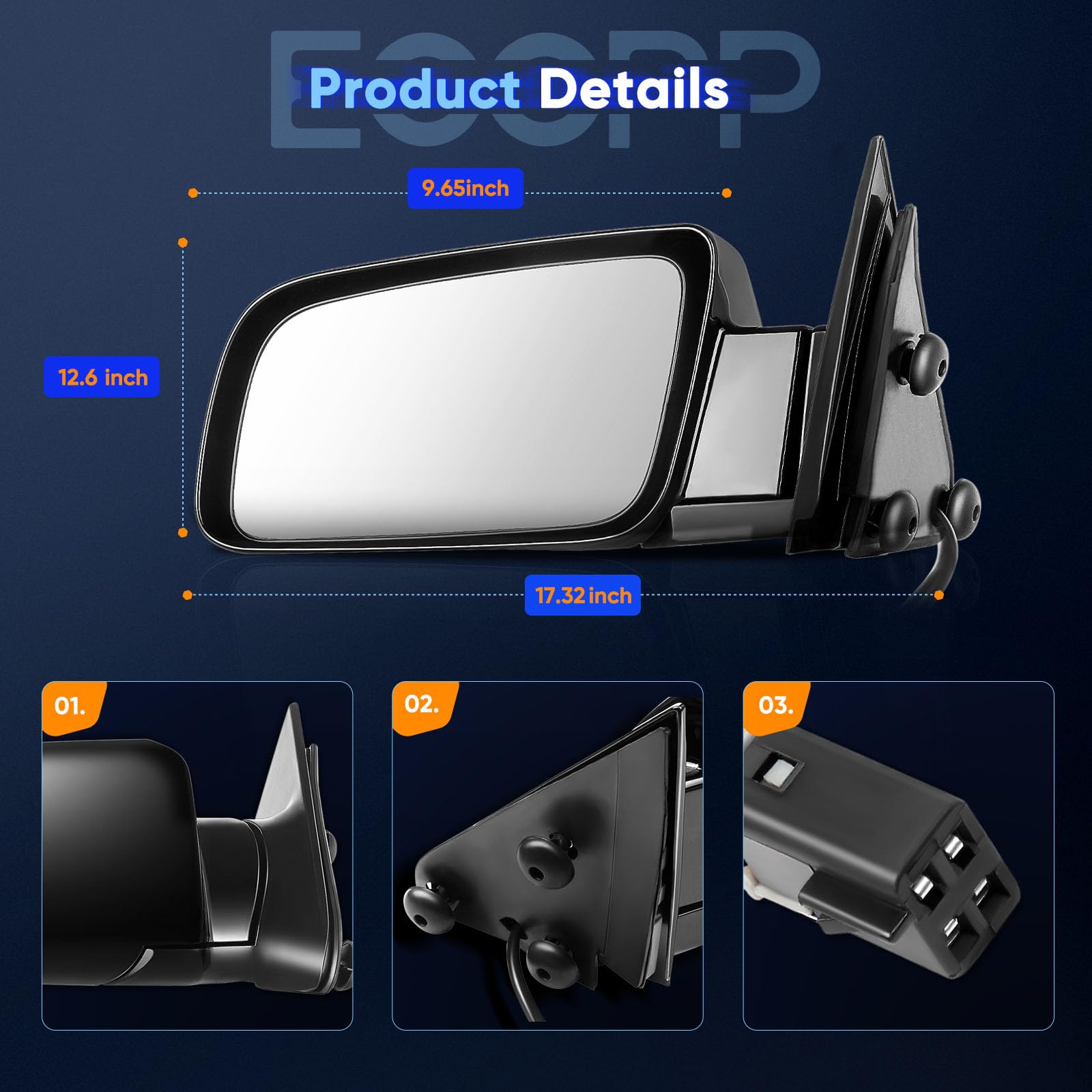 ECCPP mirror installed on Chevy Blazer showing correct fit and restored side visibility
