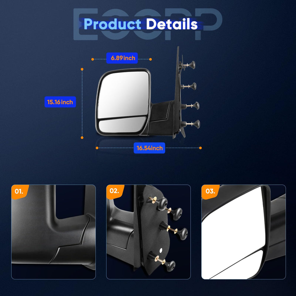 ECCPP mirror manual folding demo showing space-saving benefit