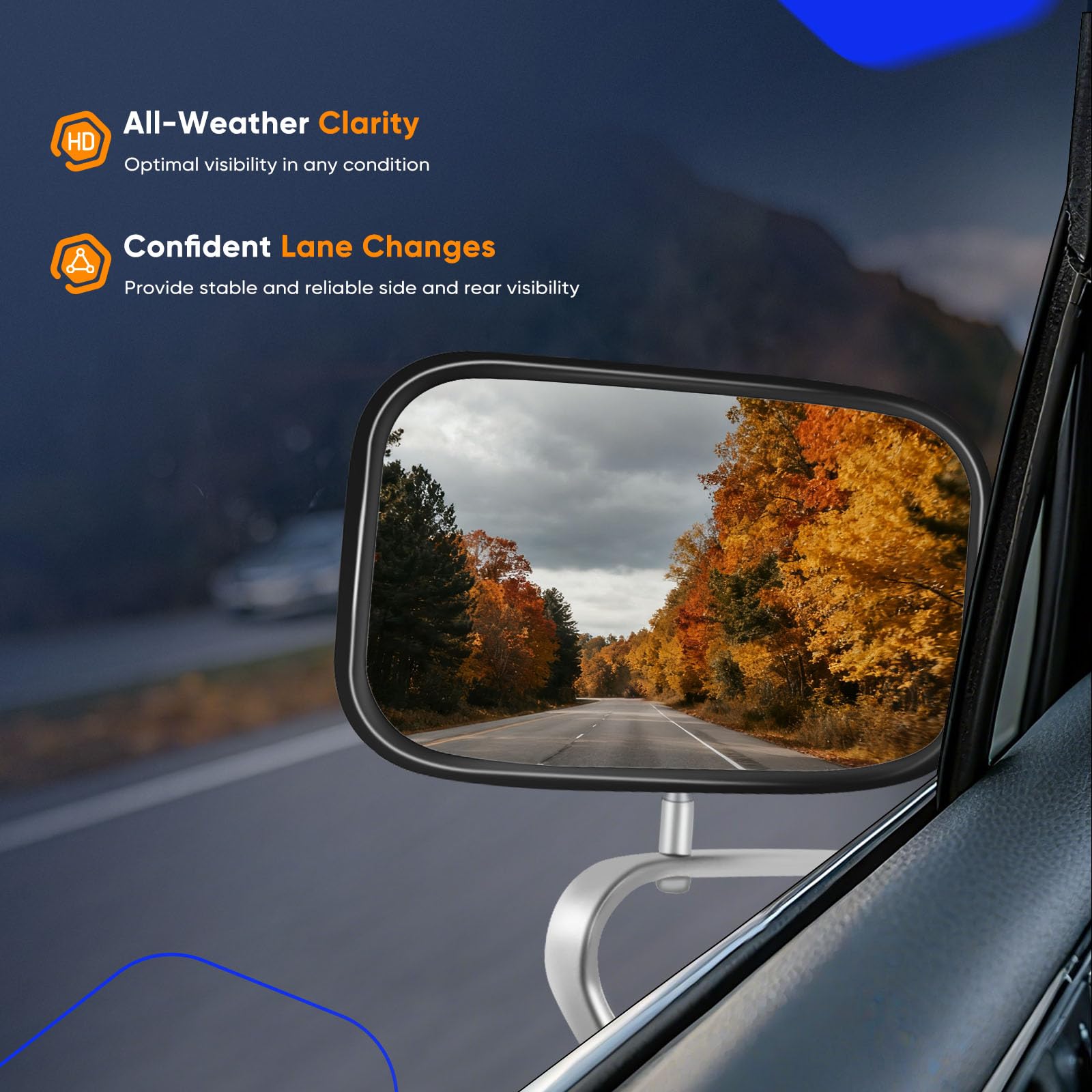 ECCPP mirror glass reflection detail showing clear visibility benefit