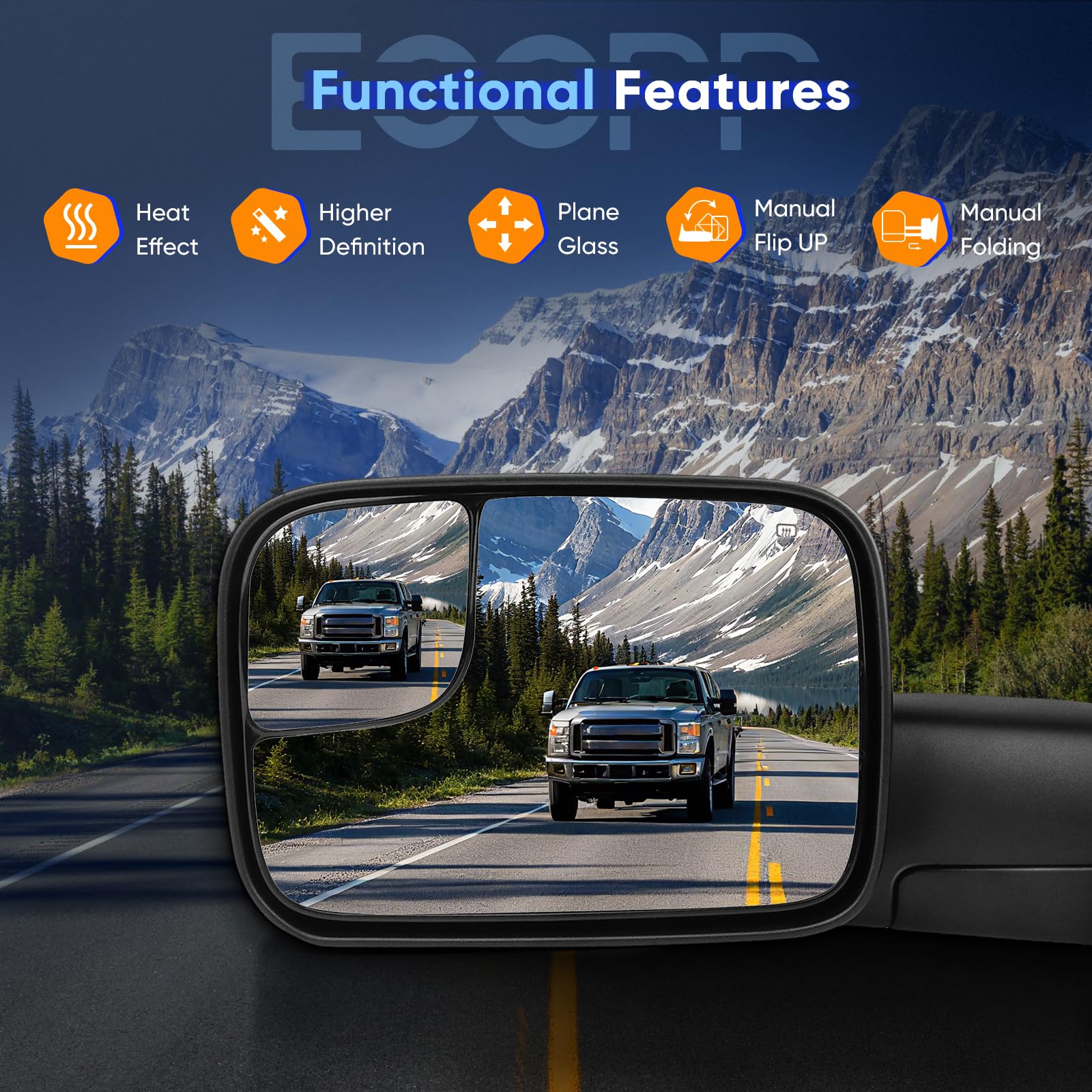 ECCPP mirror mounted on Ram 1500 driver side improving towing awareness