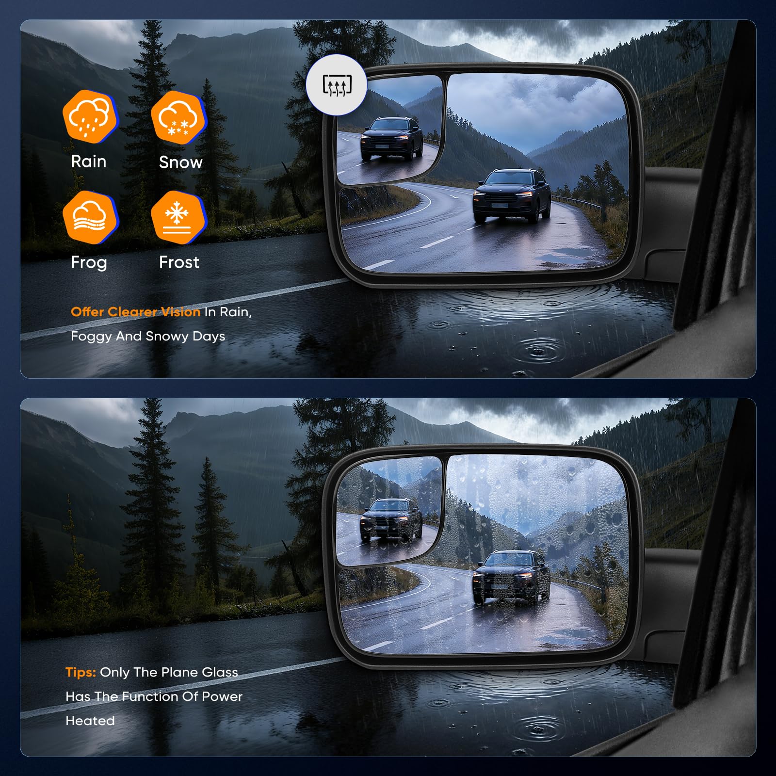 ECCPP passenger mirror on Ram 1500 with trailer in view for lane visibility