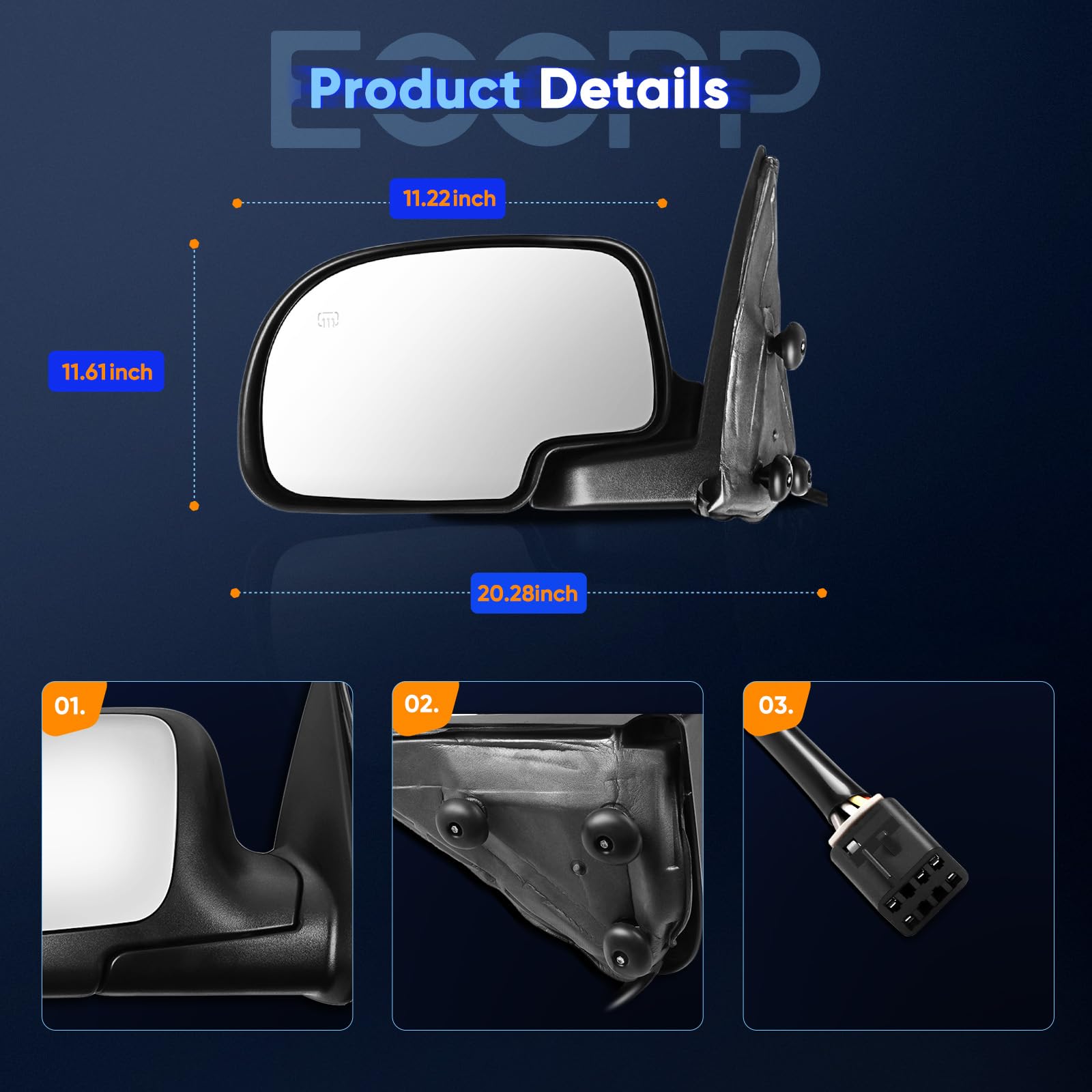 ECCPP mirror held next to hand illustrating correct scale and easy handling