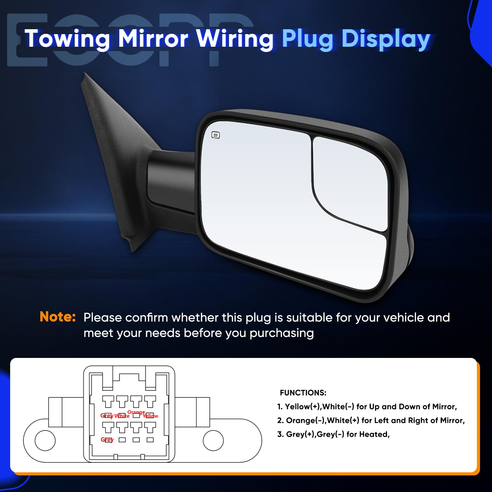 ECCPP mirror next to hand and ruler showing scale and fit for trucks