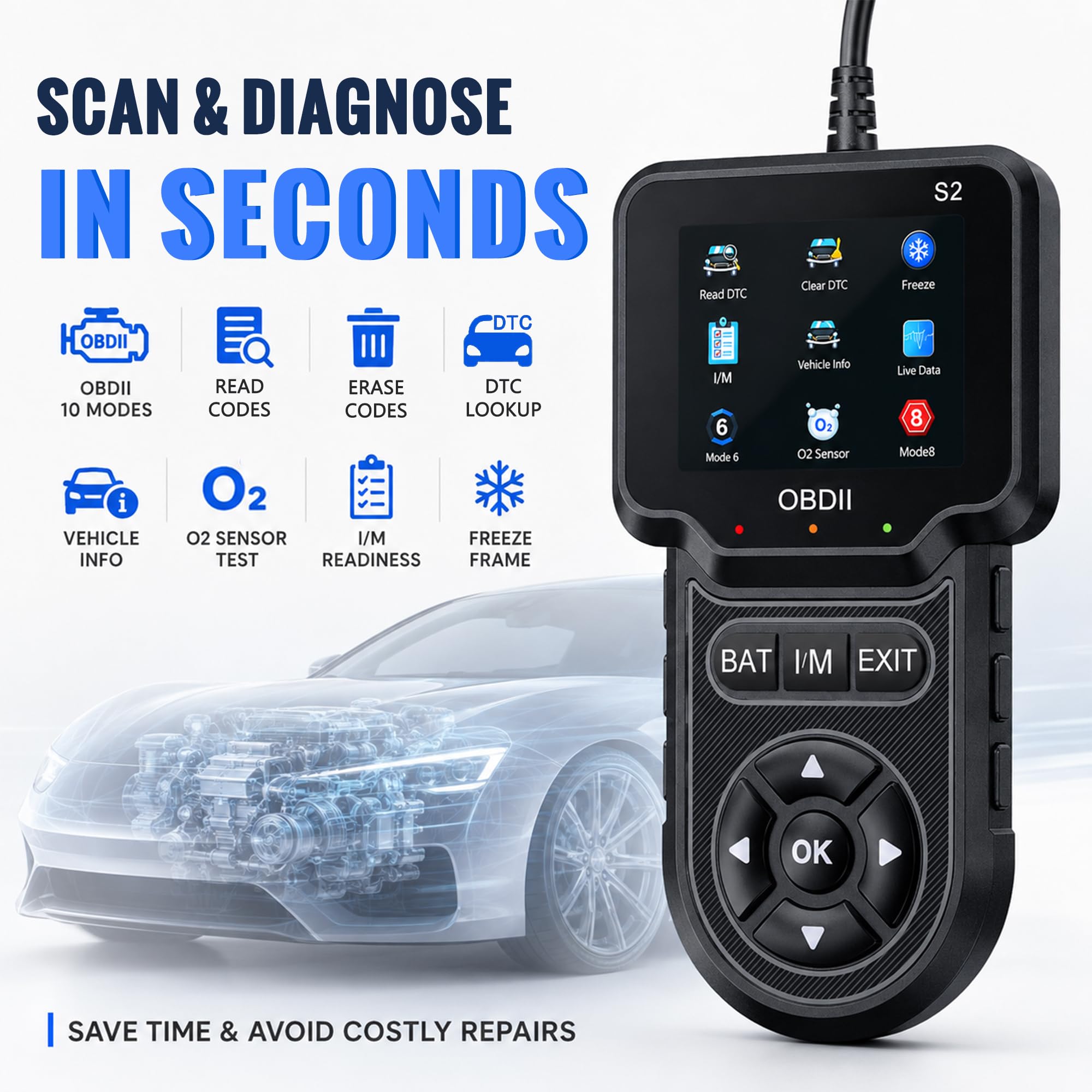 EchoTub S2 rear view with OBD2 connector for easy plug-and-play