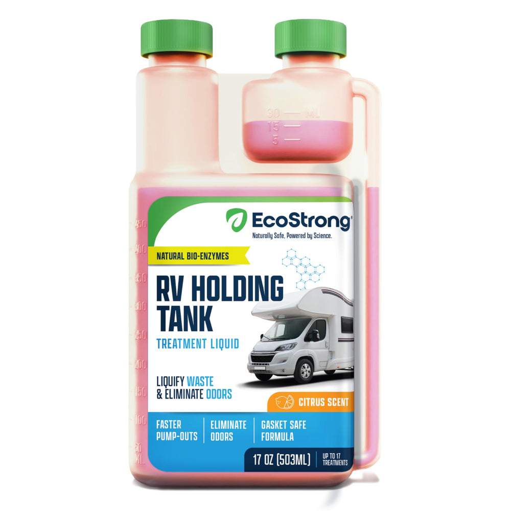 Eco Strong front label showing citrus scent and treatment count, clear benefits