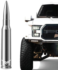 EcoAuto chrome bullet antenna front view shows sleek look and added truck style