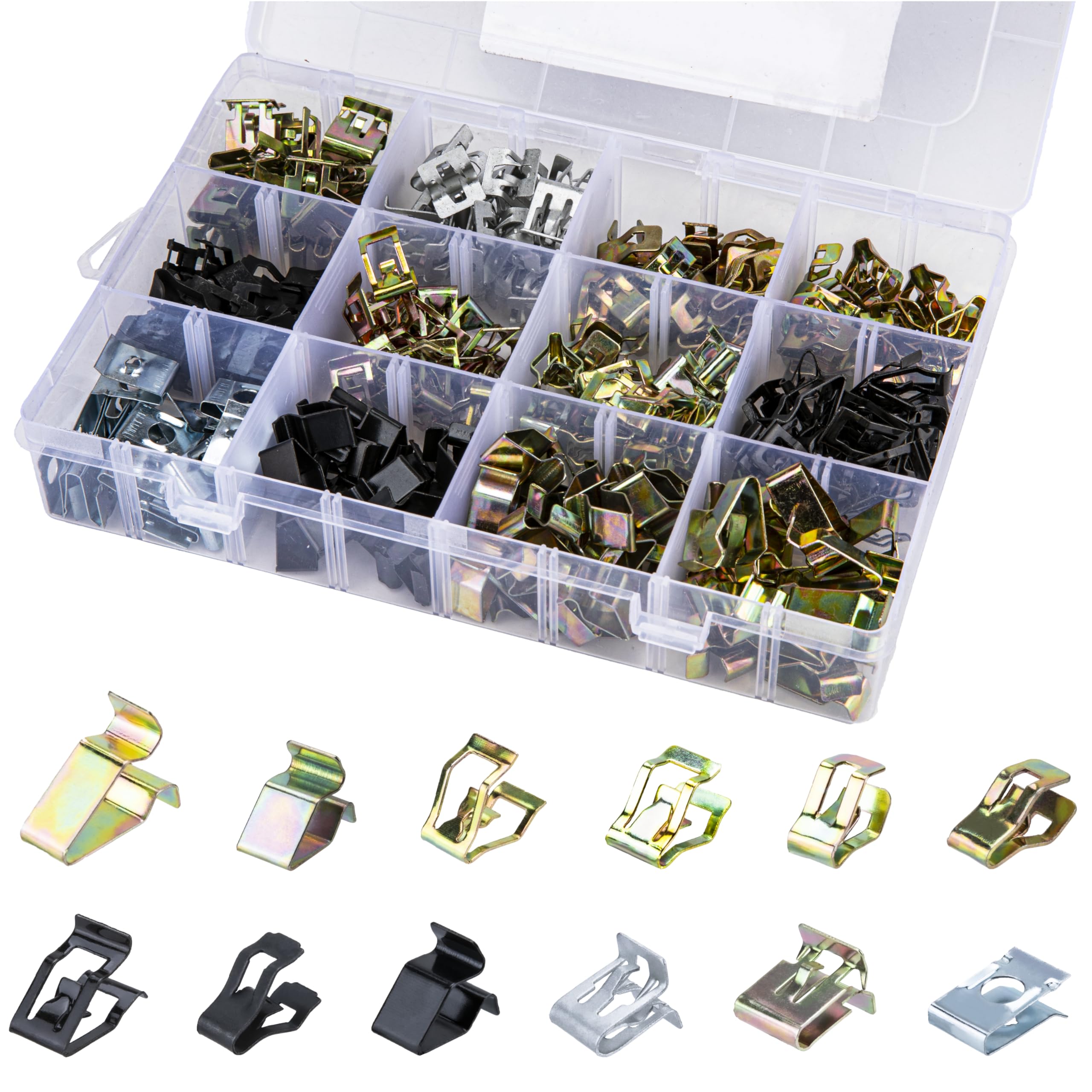 ecocstm front package view showing organized 240-piece clip kit and quick identification