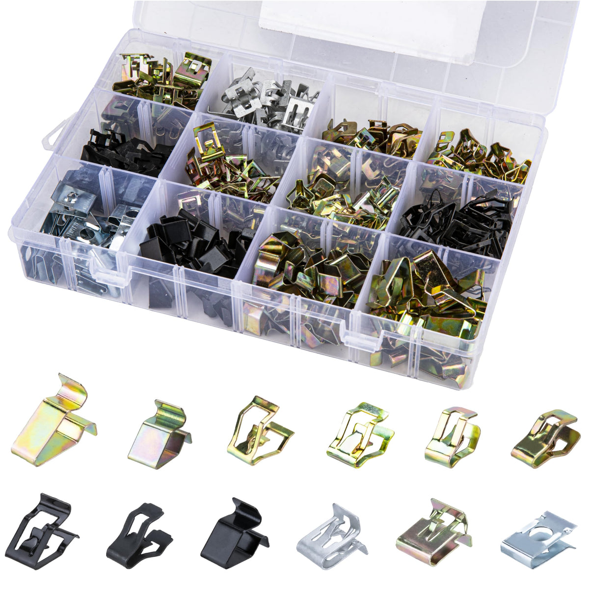 ecocstm front package view showing organized 240-piece clip kit and quick identification
