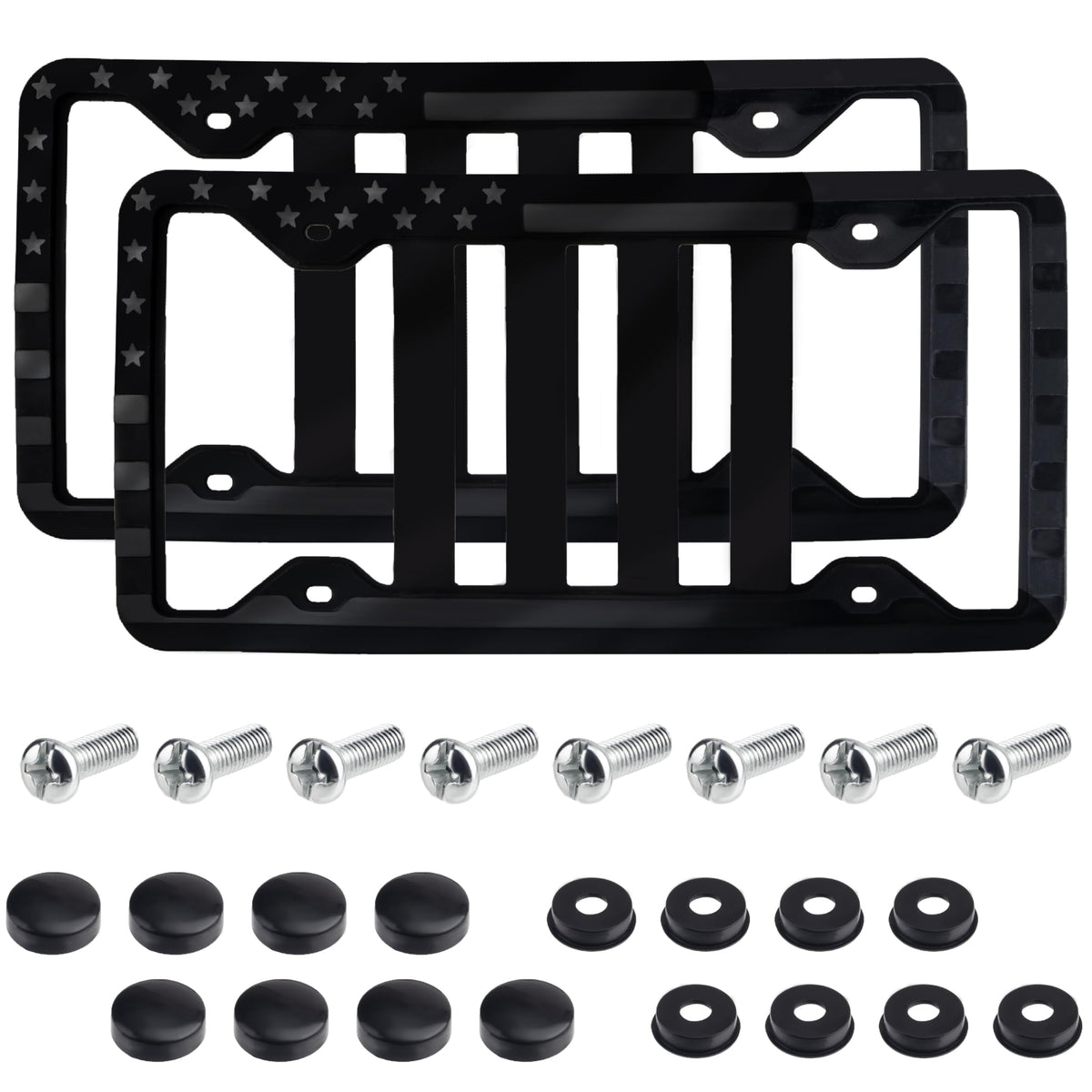 ecocstm front view of black silicone frame showing sleek patriotic protection