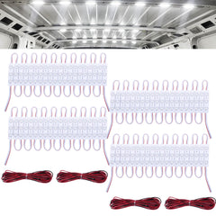 ecocstm front view of LED strips illuminating van interior for improved visibility