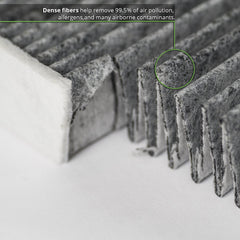 ECOGARD filter beside a hand illustrating compact size and easy do-it-yourself installation